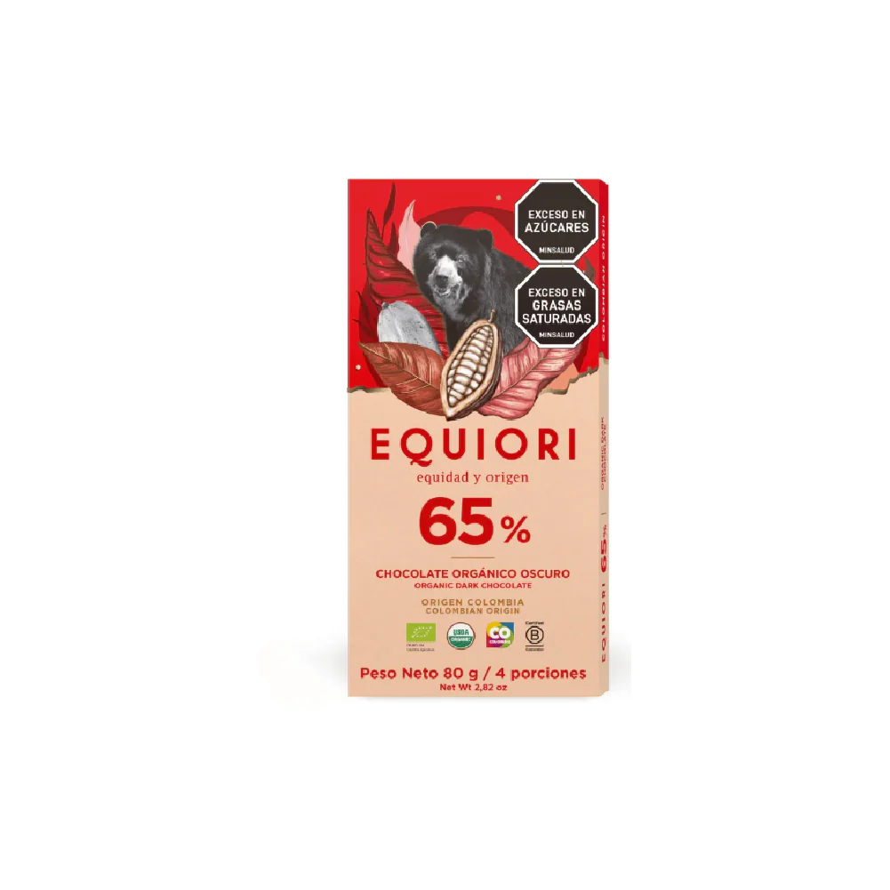 Barra Chocolate Orgánico 65% Cacao 80 Gr Equiori