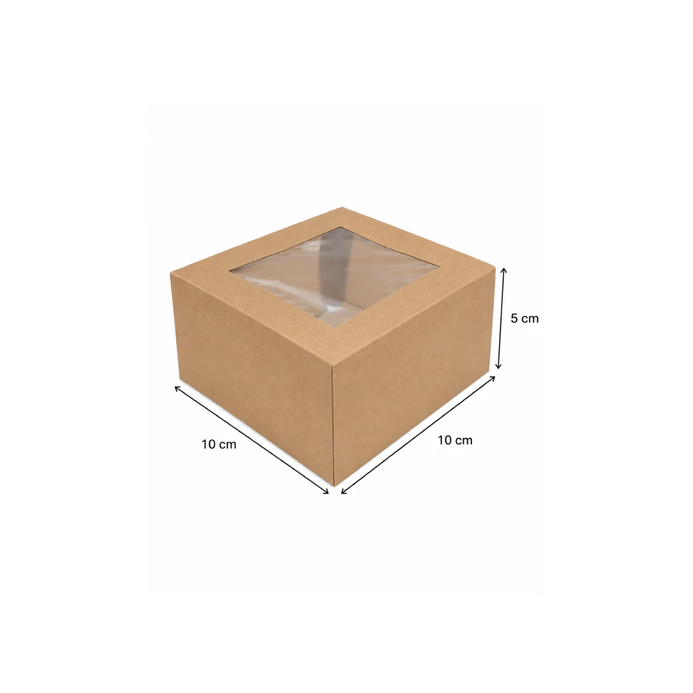Caja de Cartón Kraft Ventana 10 x 10 x 5 cm