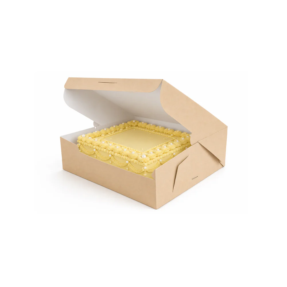 Caja de Cartón para Torta 30 x 30 x 10 cm Blanca/Kraft