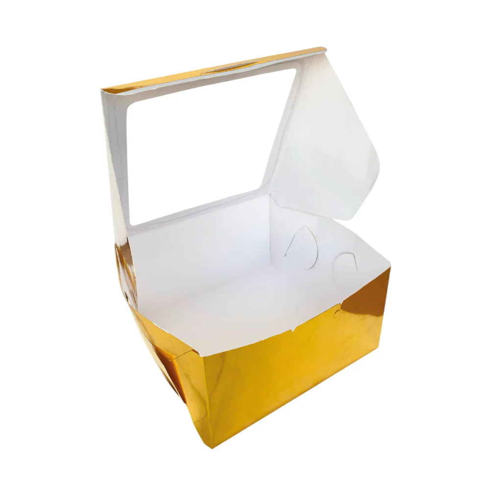 Caja para torta dorada con ventana 22 x 12 cm - Image 2