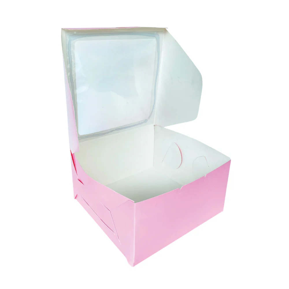 Caja para torta rosada con ventana 22 x 12 cm - Image 2