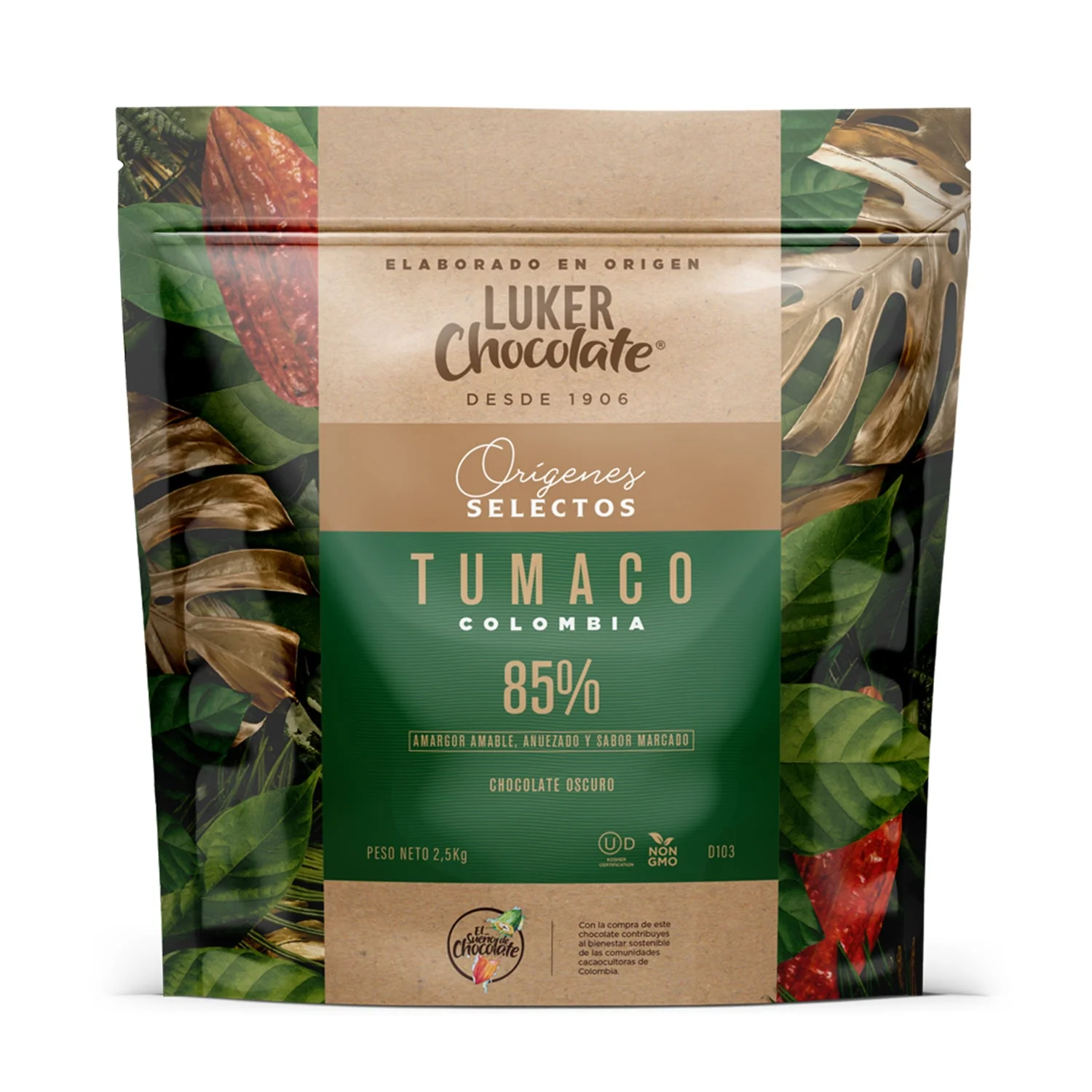Chocolate Real Amargo Tumaco 85% Cacao x 2.5 Kg Luker