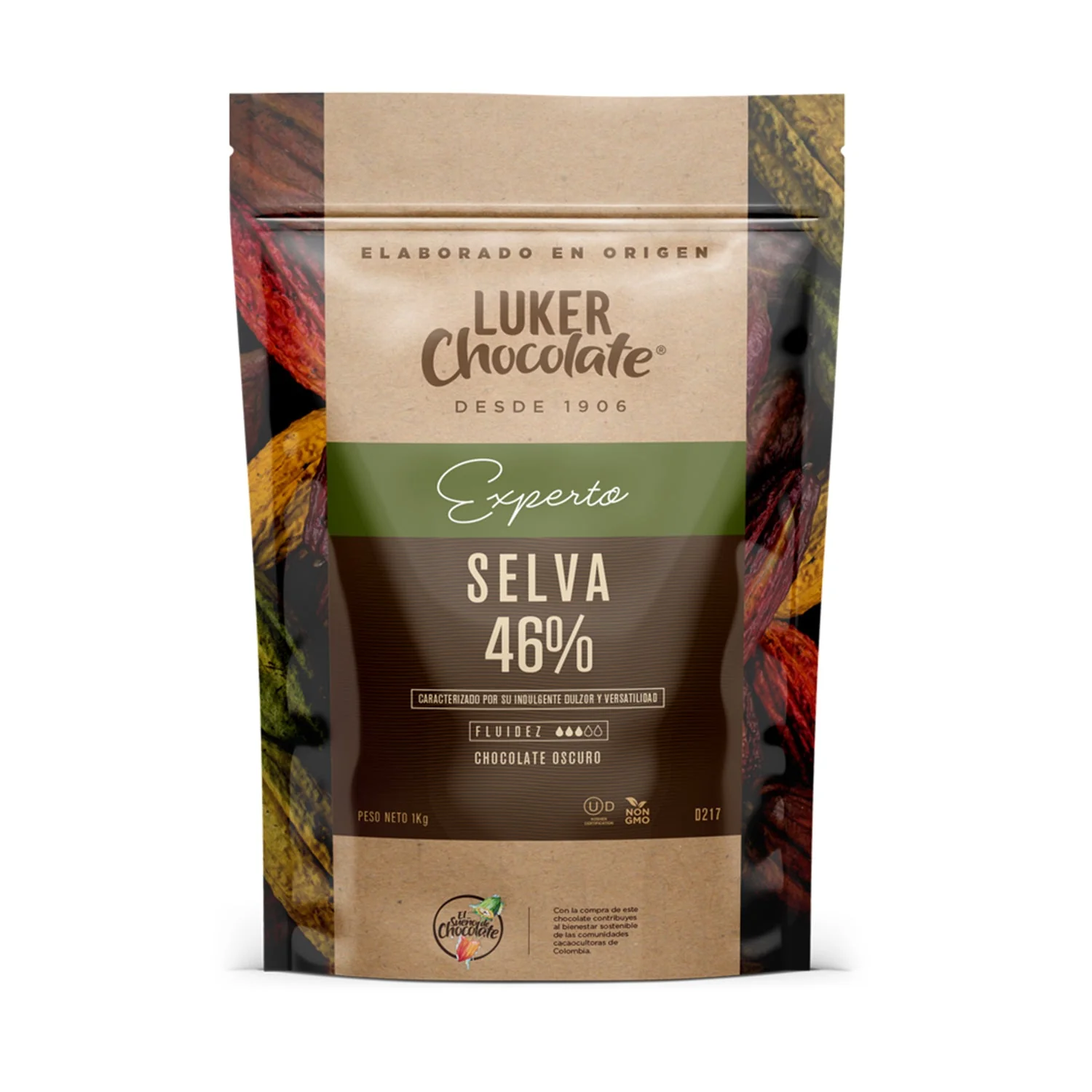 Chocolate Real Semiamargo Selva 46% Cacao x 1 Kg Luker