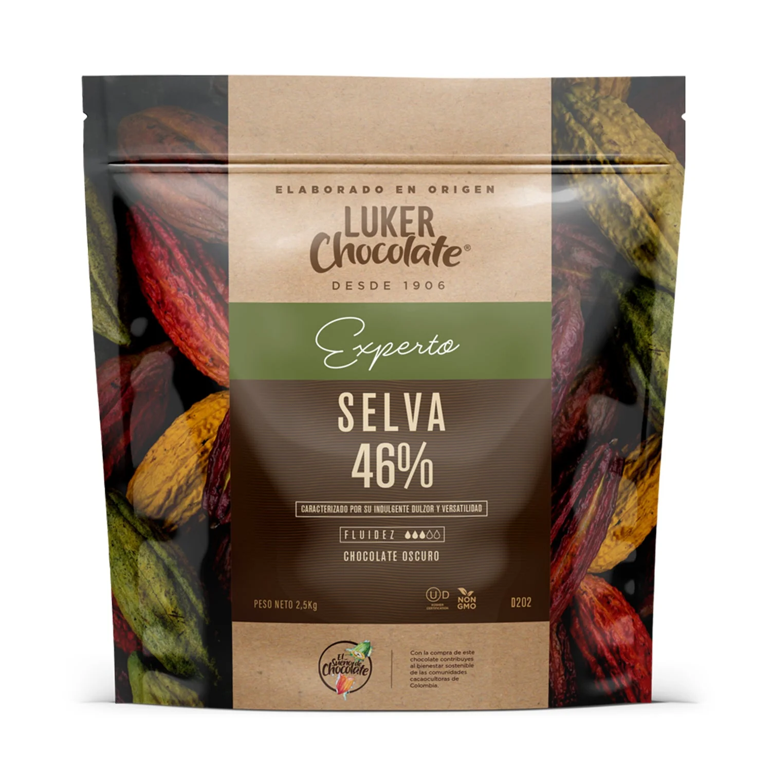 Chocolate Real Semiamargo Selva 46% Cacao x 2.5 Kg Luker