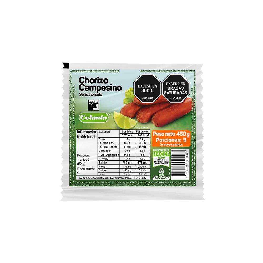 Chorizo Campesino Colanta 450 Gr