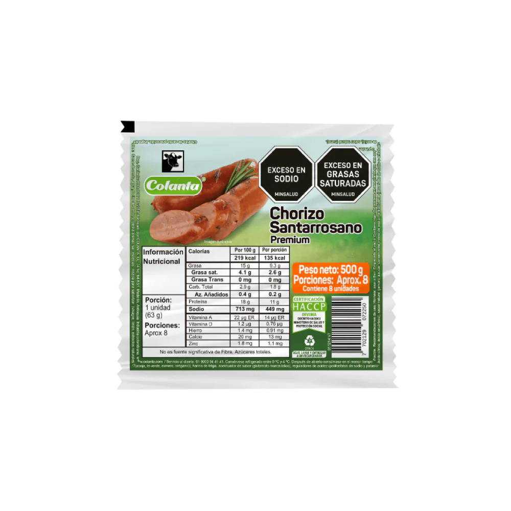 Chorizo Santarrosano Colanta 500 Gr