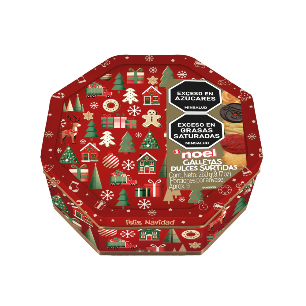 Galleta cofre octagonal Noel por 273 gr. - Image 2