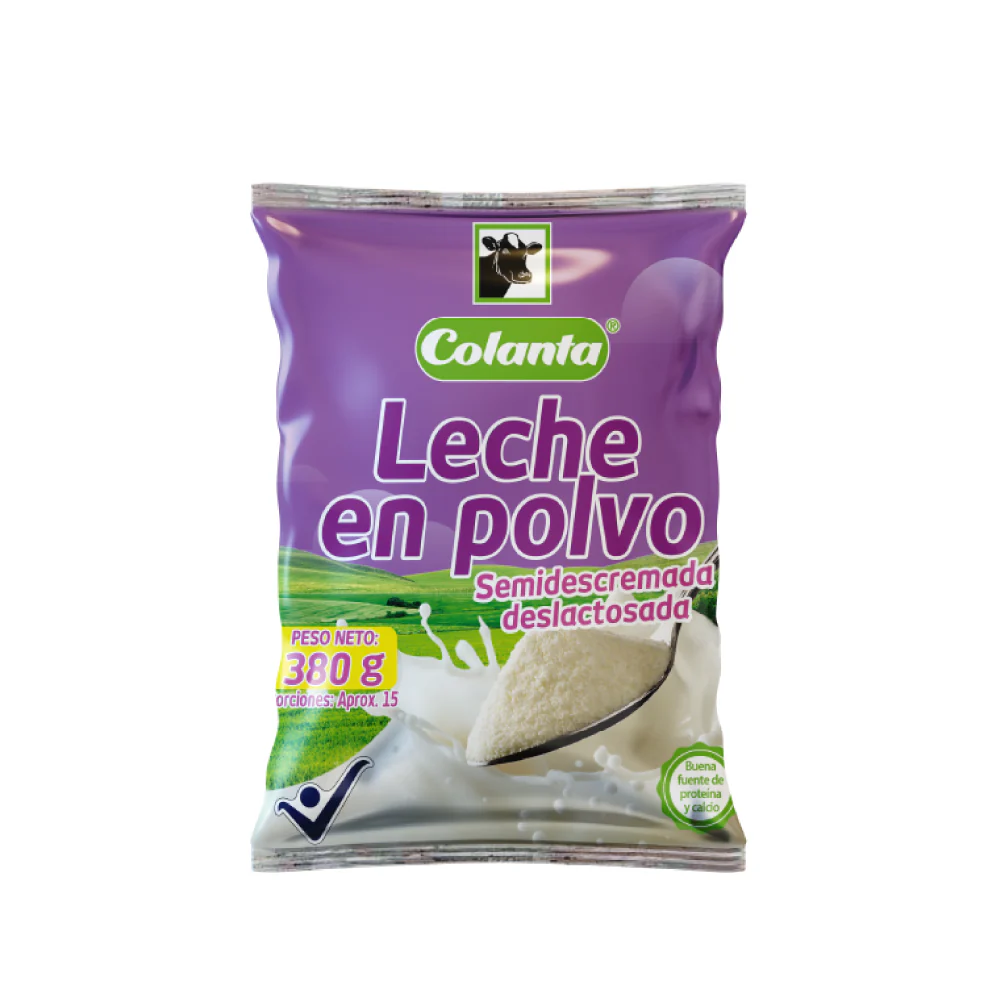 Leche en Polvo Deslactosada Colanta 380 Gr