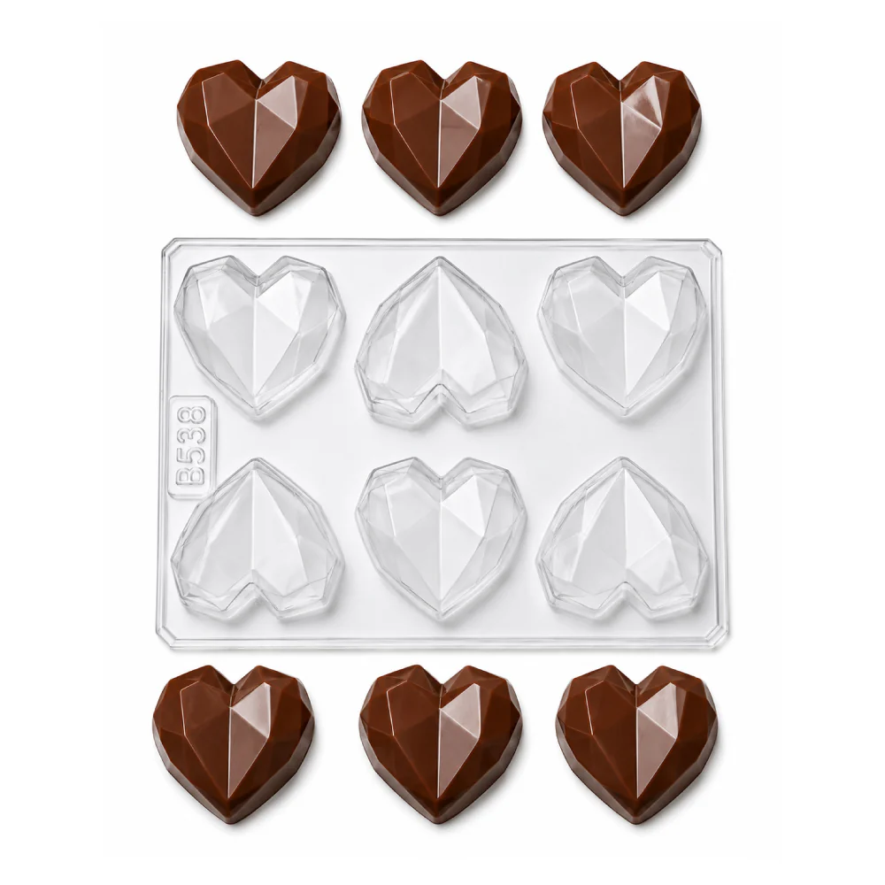 Molde de Acetato Corazón Geométrico X 6 Cavidades
