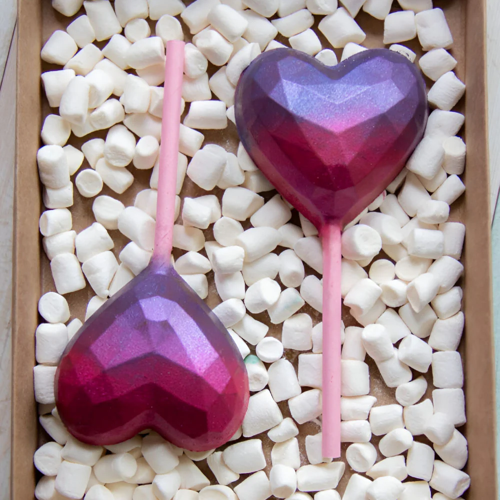 Molde de Acetato Paleta Corazón Geométrico Mediano 3 Partes X 3 Cavidades BWB - Image 2
