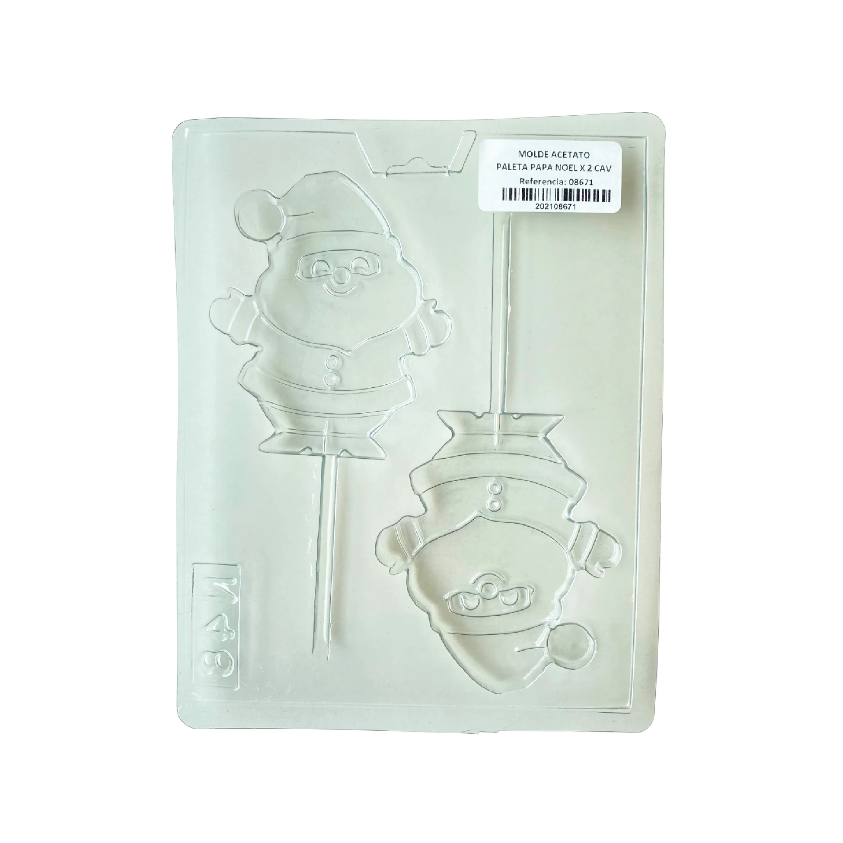 Molde Acetato Paleta Papá Noel 2 Cavidades