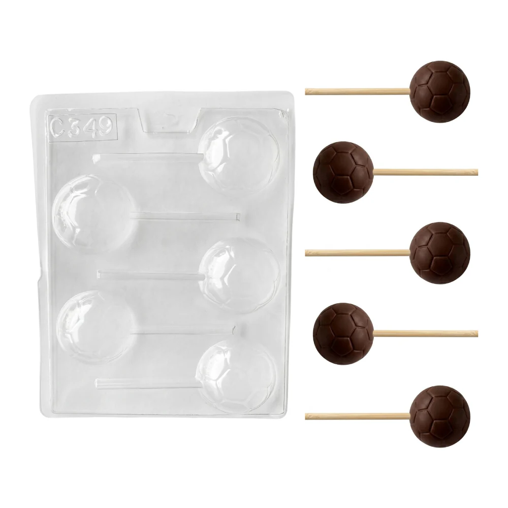 Molde de Acetato Paleta Balón de Fútbol 5 Cavidades