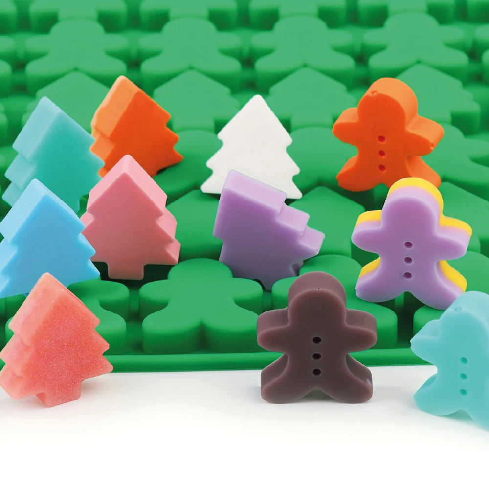 Molde de Silicona Mini Árbol y Muñeco Navidad Selva Negra 76 Cavidades - Image 2