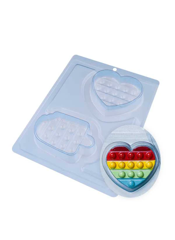 Molde para Chocolate Pop It Helado y Corazón 3 Partes X 2 Cavidades BWB - Image 2