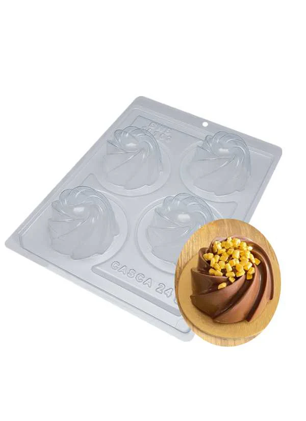 Molde para ChocolateTrufa Espiral 3 Partes X 4 Cavidades BWB