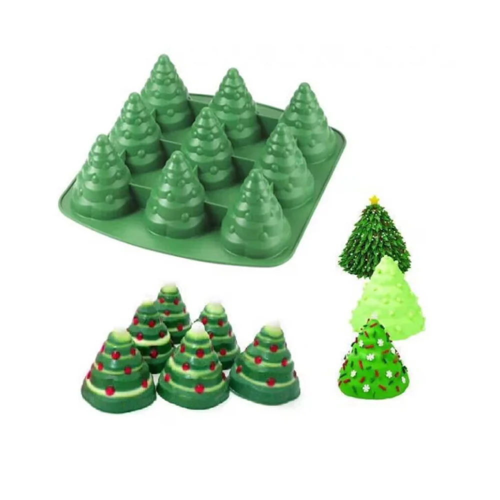Molde de Silicona Árbol De Navidad 3D X 9 Cavidades