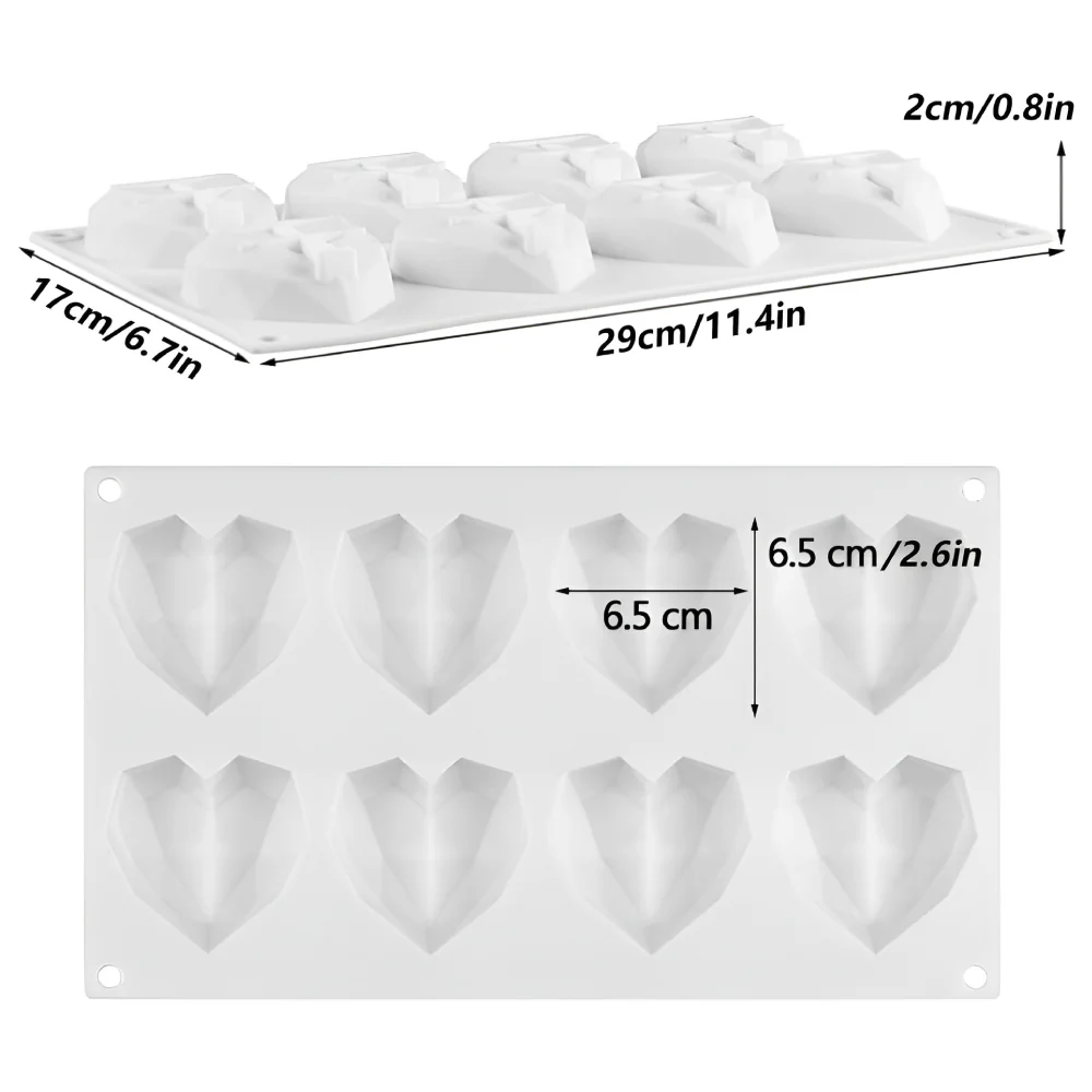 Molde de Silicona Corazon Geométrico X 8 Cavidades - Image 3