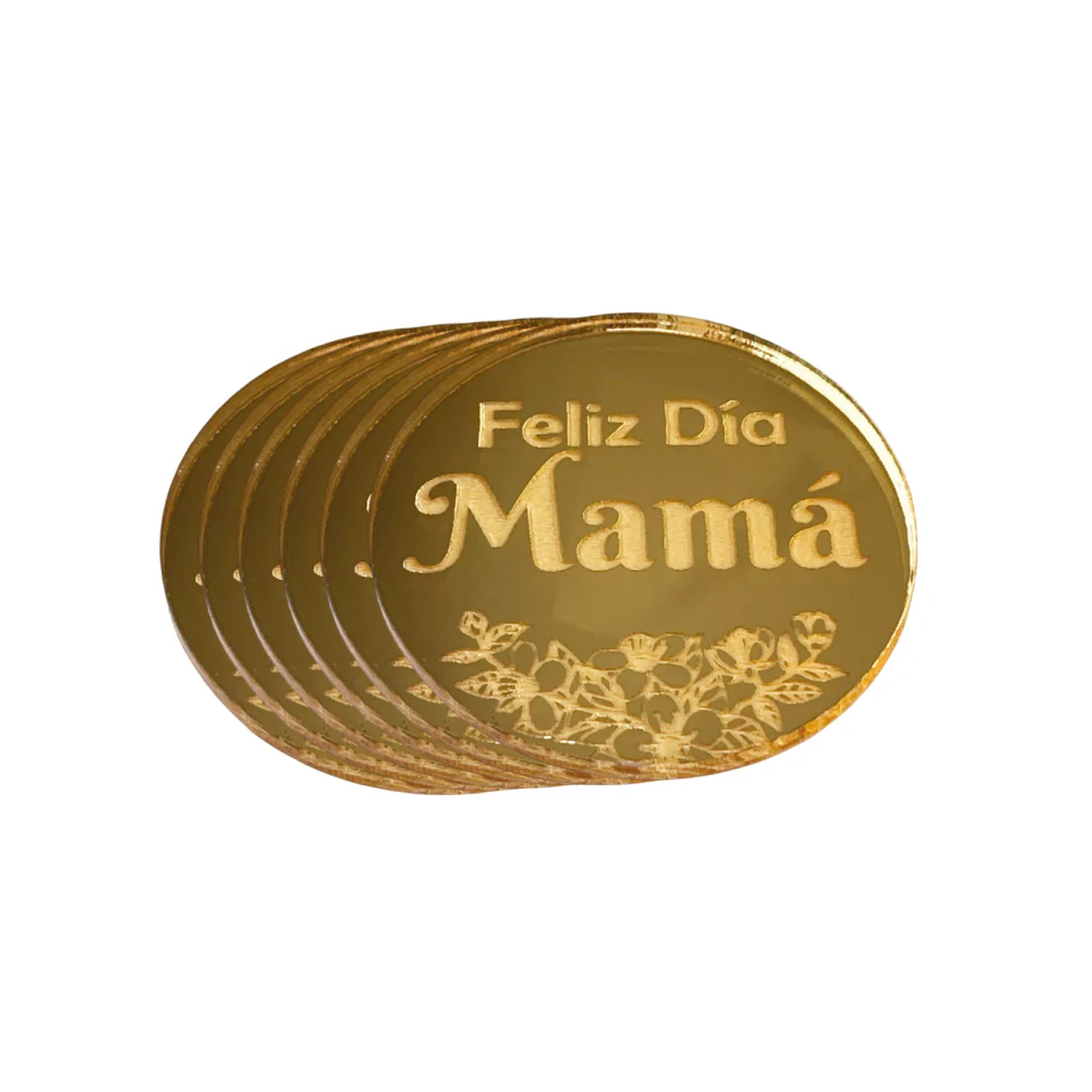 Moneda espejo dorada Feliz Día Mamá 6 unidades - Image 3