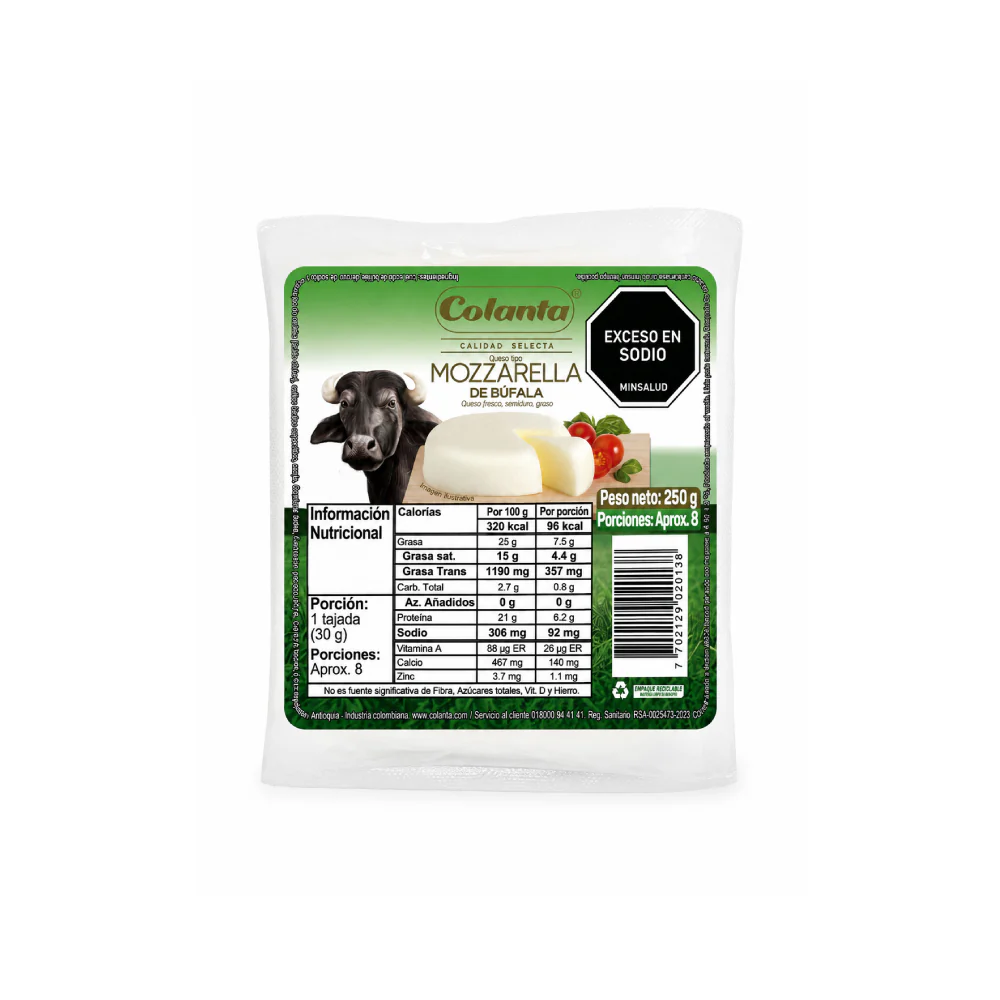 Mozzarella de Búfala Colanta 250 Gr