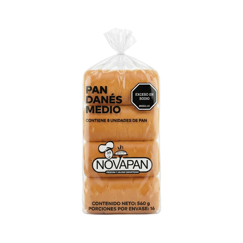 Pan Danés Medio Novapán 8 Unidades (16) 560 Gr