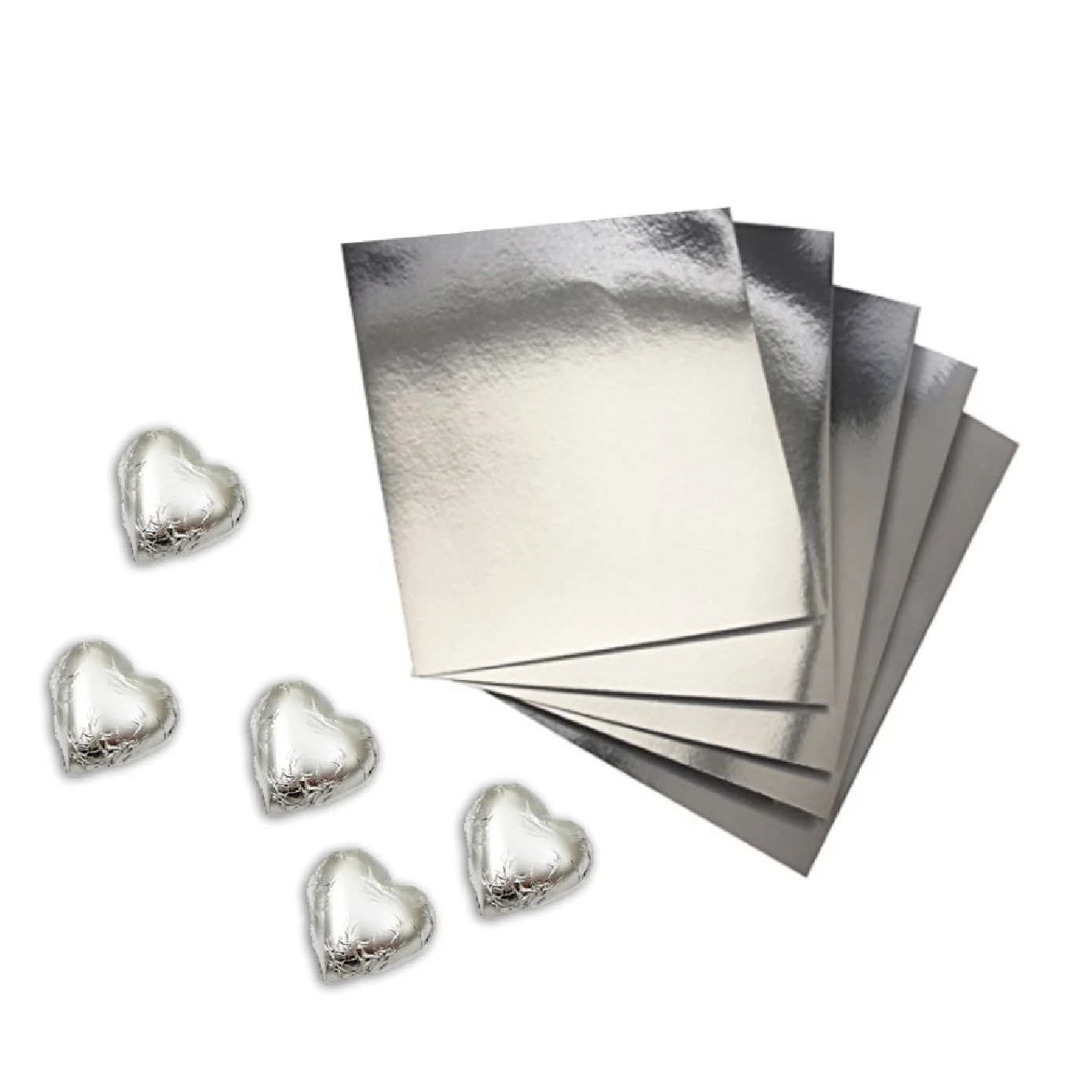 Papel Metalizado Plateado Para Envolver 10 cm 100 unds. Selva Negra