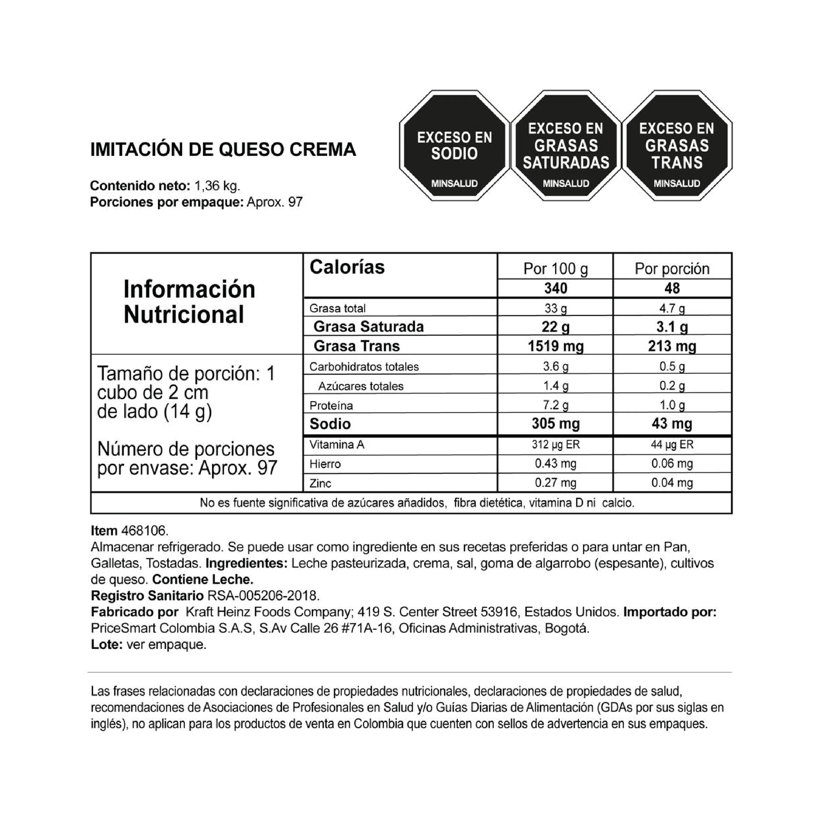 Queso Crema Kraft 1.360 gr. - Image 4