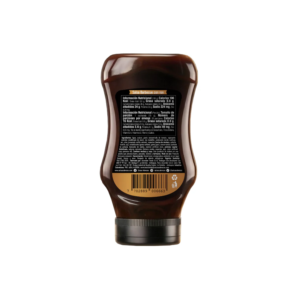 Salsa BBQ con Ron Aderezos 390 Gr - Image 2