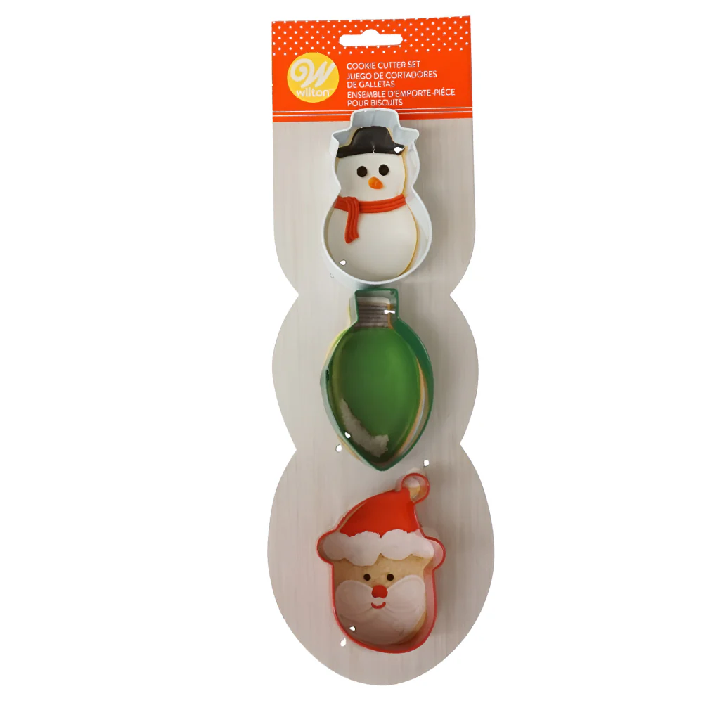 Set Cortadores Navideños Muñeco de Nieve, Foco Navideño, Santa Claus X 3 Unds. Wilton - Image 2