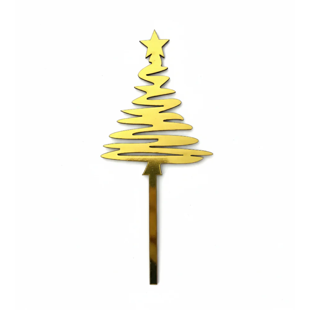 Topper Madera Espejo Dorado Árbol de Navidad