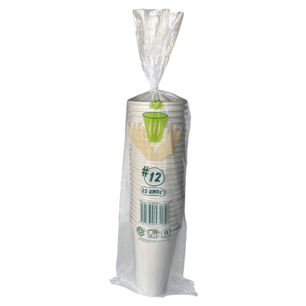 Vaso 12 Onzas Blanco Ecológico Gutvan 25 Unds - Image 4