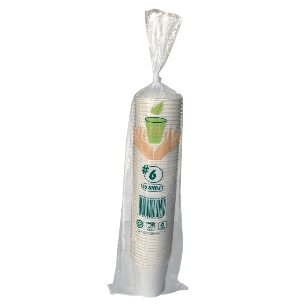 Vaso 6 Onzas Blanco Ecológico Gutvan 50 Unds - Image 4