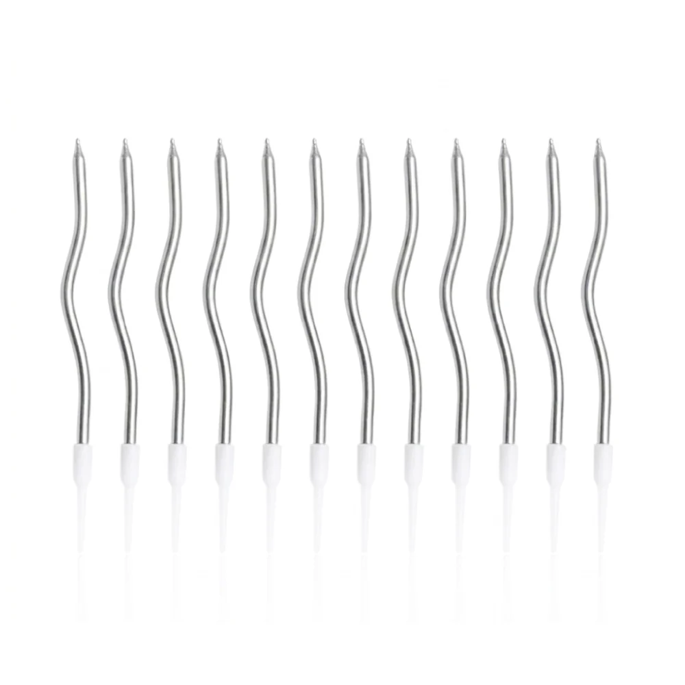 Vela Espiral Plateada 16 cm 12 Unds