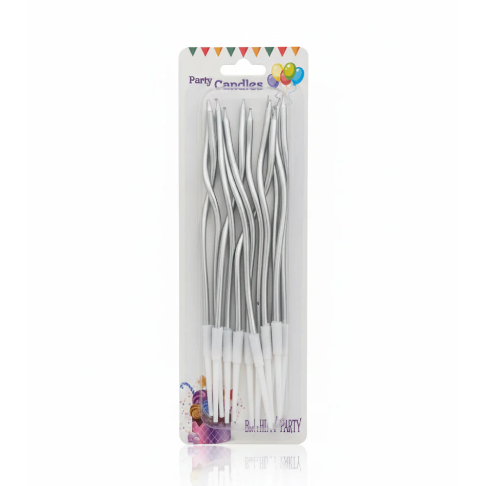 Vela Espiral Plateada 16 cm 12 Unds - Image 3