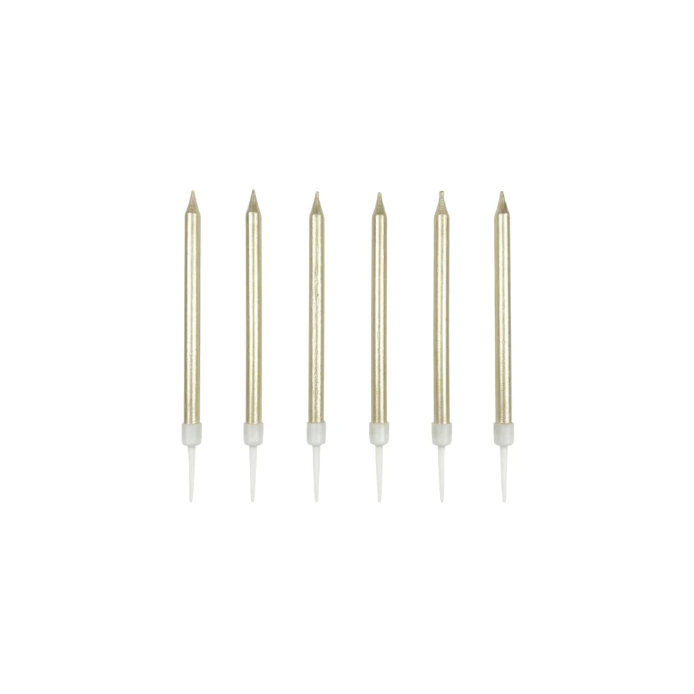 Velas Unicolor Metalizadas Dorado Claro 6 Unidades